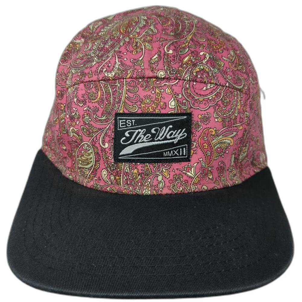The Way 5 Panel Pink Paisley Hat One Size Strapback Flat Brim Patch Floral